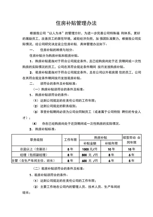 住房补贴制度及表格汇编
