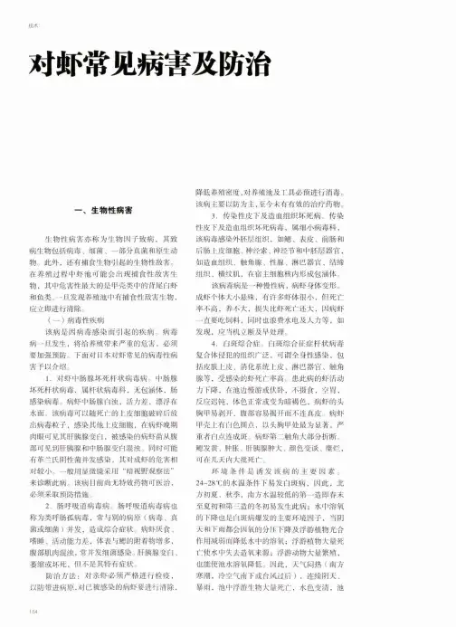 对虾常见病害及防治
