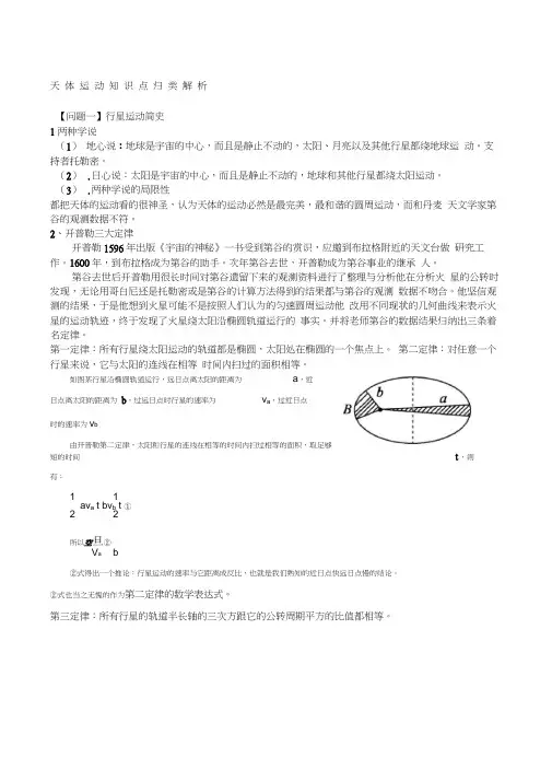 高三一轮专题复习天体运动知识点归类解析
