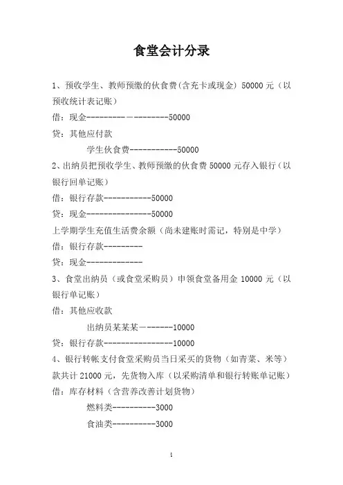 食堂会计分录实例