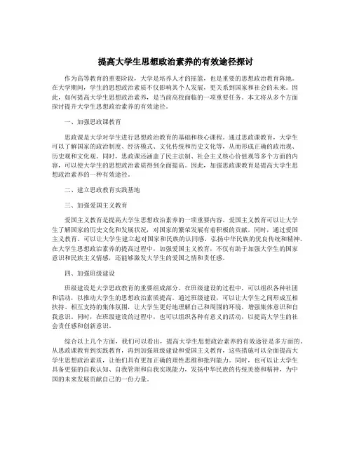 提高大学生思想政治素养的有效途径探讨