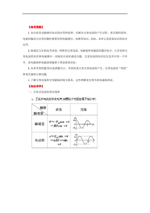 高考物理备考冲刺之易错点系列 专题12 交变电流 电磁场和电磁波(学生版)