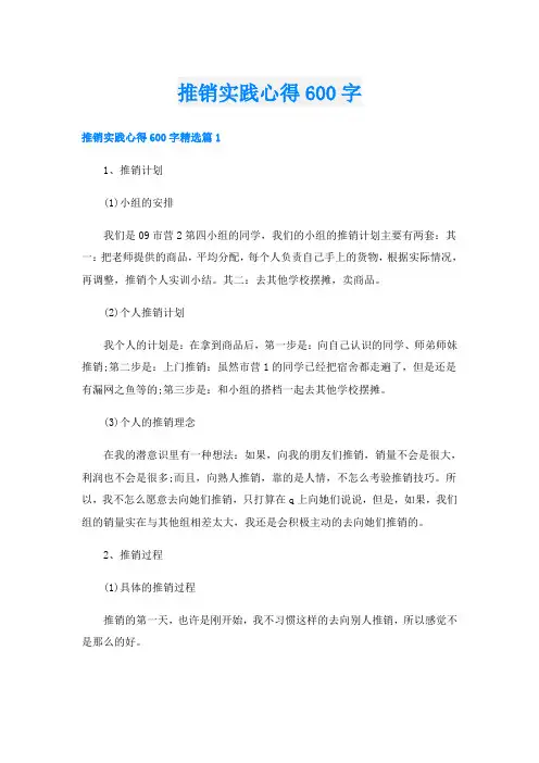 推销实践心得600字