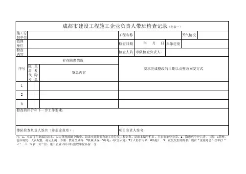 带班检查记录及带班生产情况记录