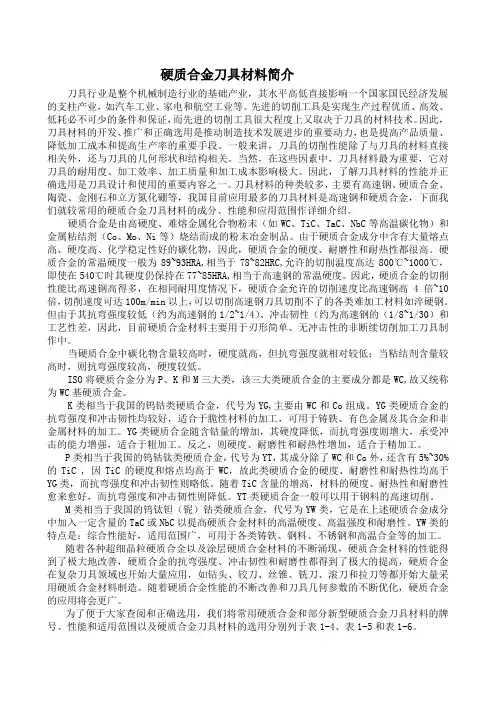 硬质合金刀具材料简介