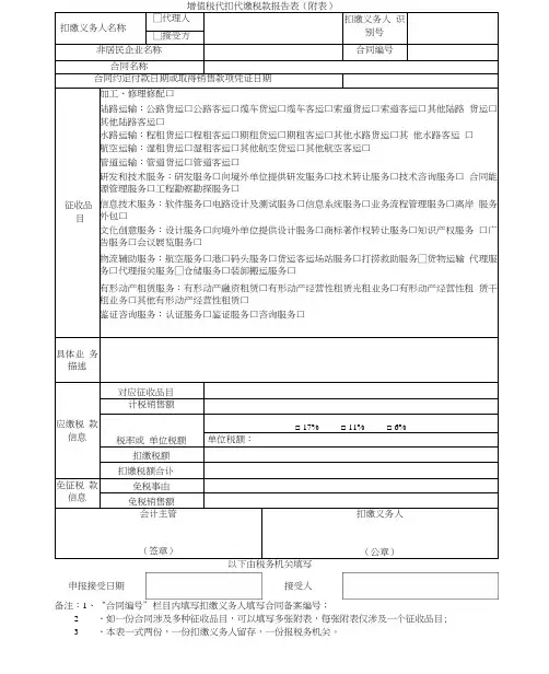 增值税代扣代缴税款报告表(附表)