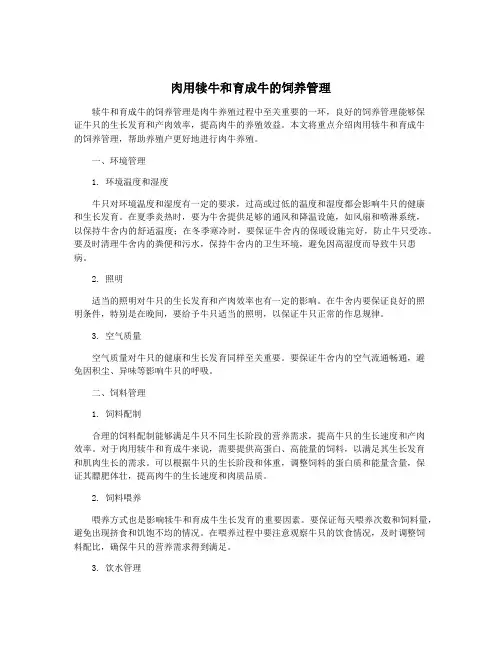 肉用犊牛和育成牛的饲养管理