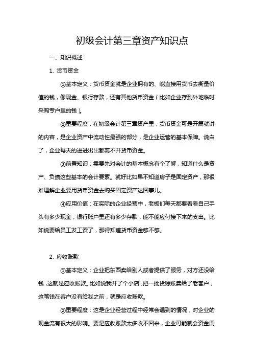 初级会计第三章资产知识点