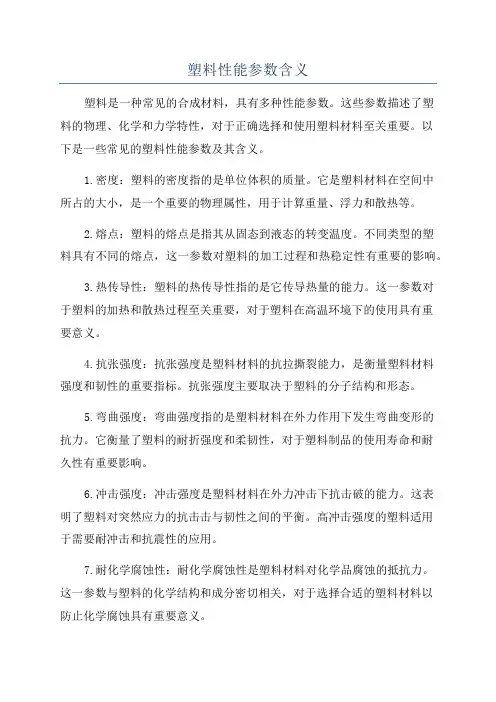 塑料性能参数含义