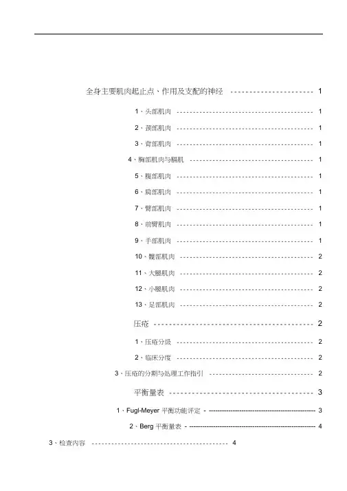 康复医学科评定量表大全