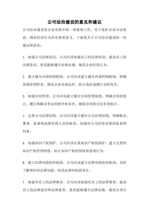 公司法治建设的意见和建议