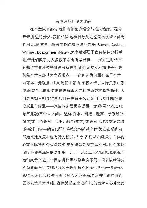 家庭治疗理论之比较
