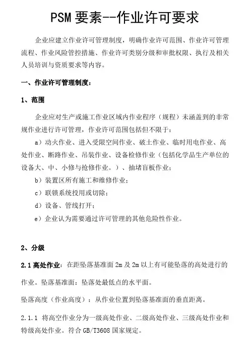 PSM要素--作业许可要求
