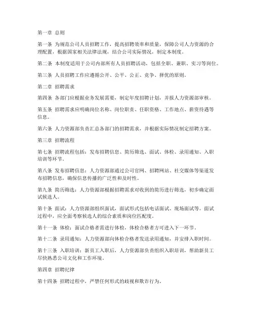 公司人员的招聘管理制度