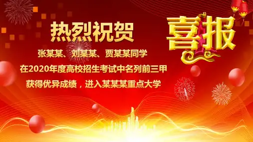 喜庆中国风高考企业喜报PPT资料课件