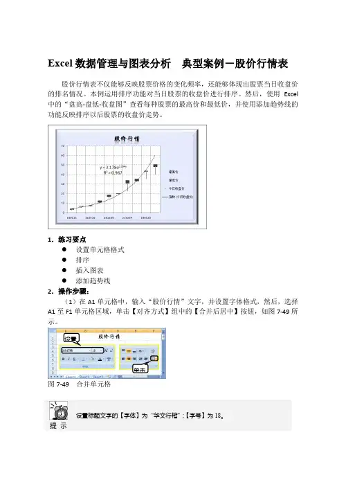 Excel数据管理与图表分析  典型案例-股价行情表