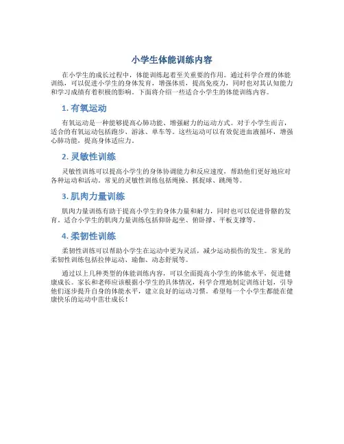 小学生体能训练内容