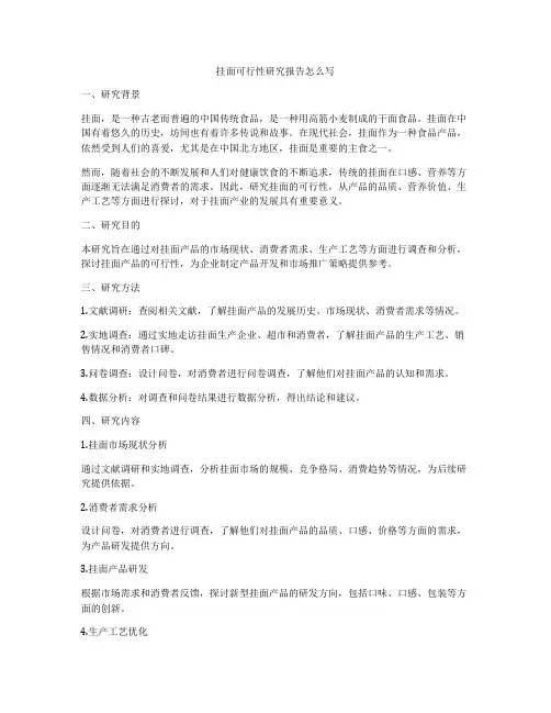 挂面可行性研究报告怎么写