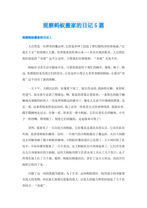 观察蚂蚁搬家的日记5篇