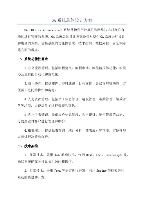 OA系统总体设计方案