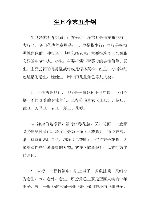 生旦净末丑介绍