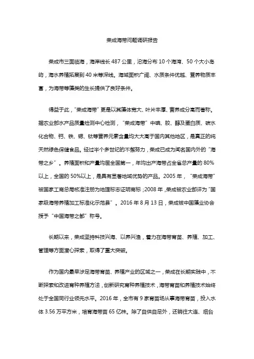 荣成海带问题调研报告