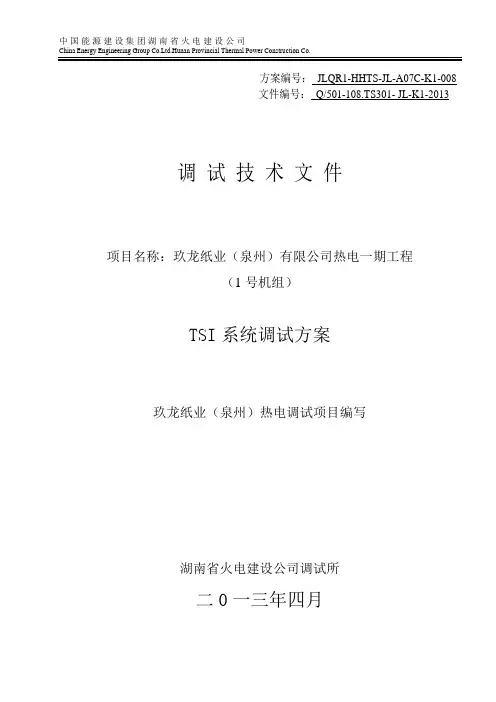 火力发电机组TSI系统调试方案讲解