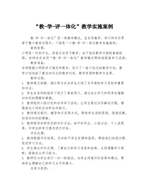 “教-学-评一体化”教学实施案例