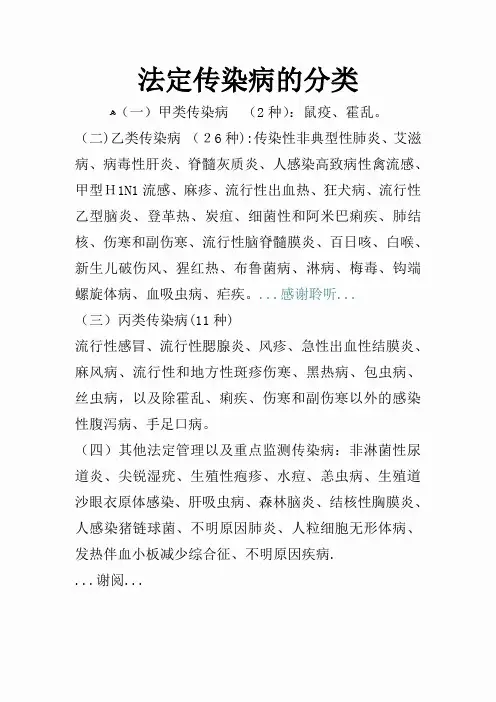 法定传染病的分类[1]