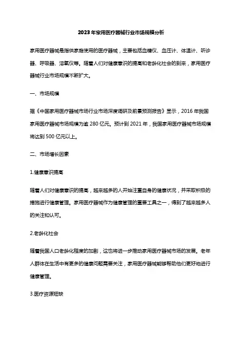 2023年家用医疗器械行业市场规模分析
