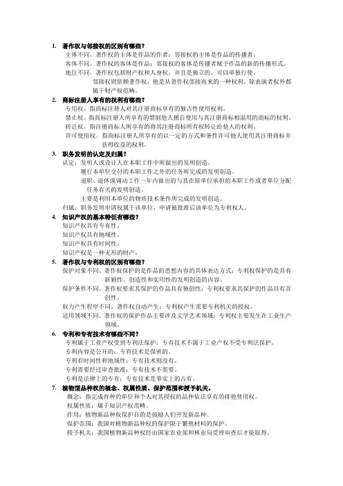 知识产权法 习题及答案