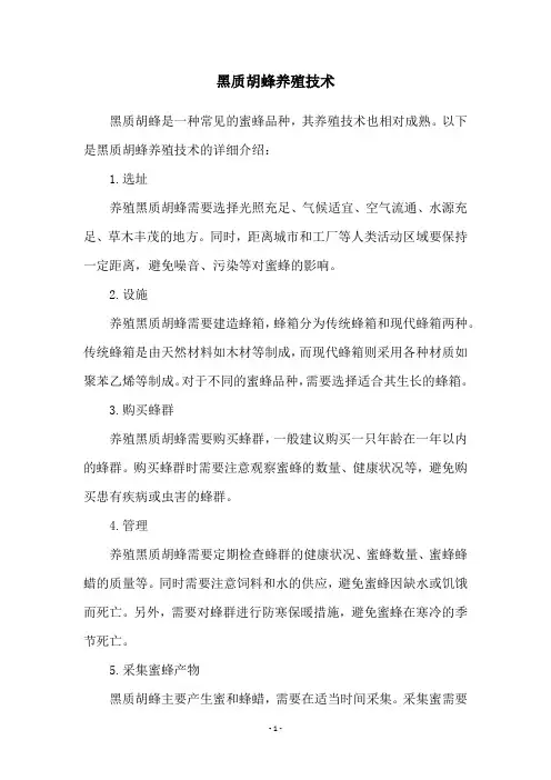 黑质胡蜂养殖技术