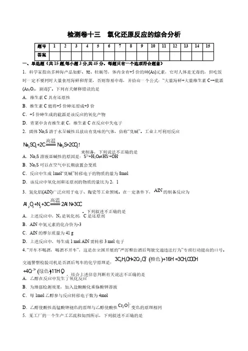 化学-氧化还原反应的综合分析-原卷版