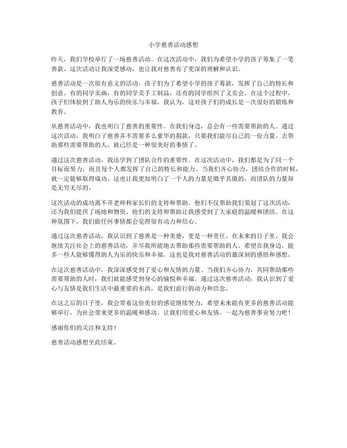 小学慈善活动感想