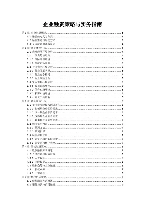 企业融资策略与实务指南
