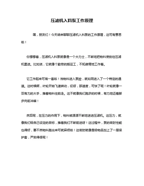 压滤机入料泵工作原理