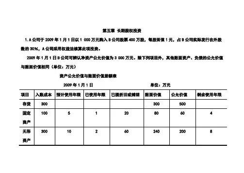 第五章 长期股权投资练习题及答案