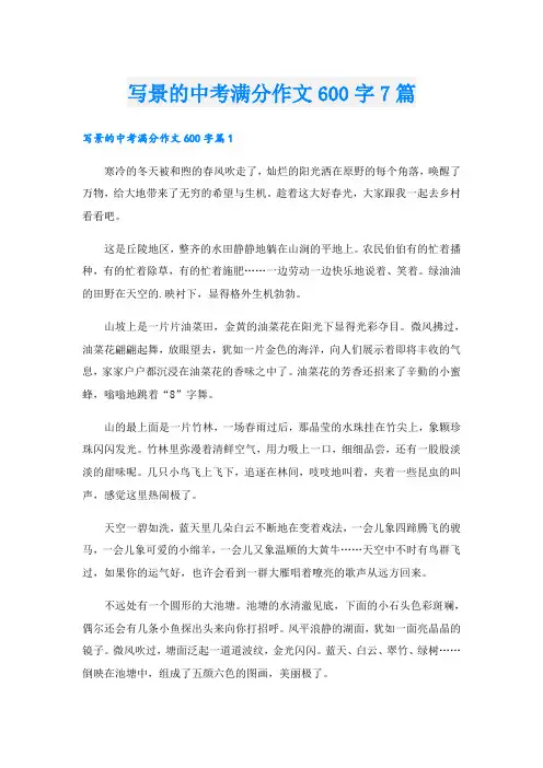 写景的中考满分作文600字7篇