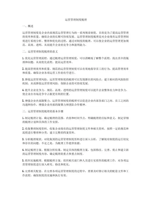 运营管理制度梳理