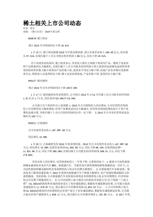 稀土相关上市公司动态