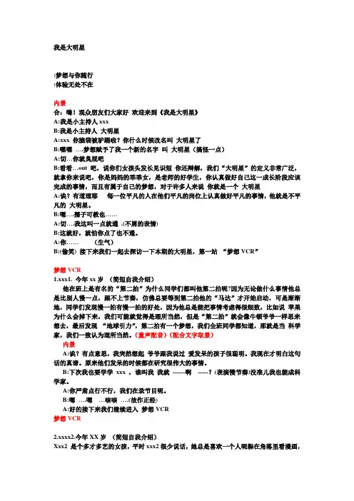 我是大明星节目稿