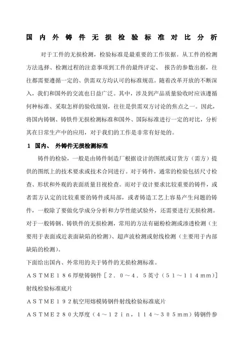 国内外铸件无损检验标准对比分析