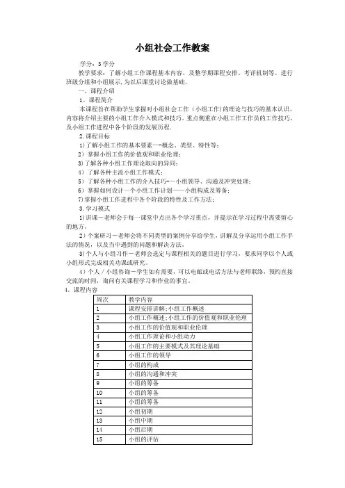 小组工作教学大纲