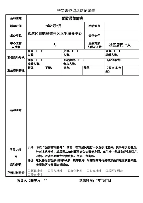 义诊记录表