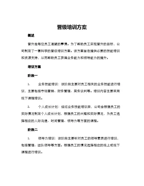 晋级培训方案