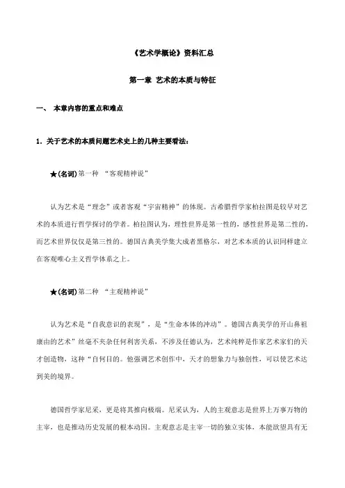 艺术概论复习重点
