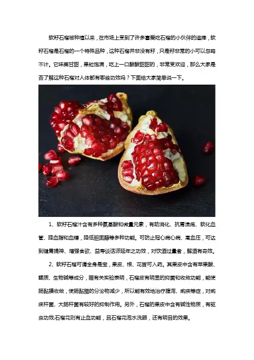 突尼斯软籽石榴功效