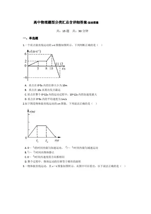 高中物理题型分类汇总含详细答案---运动图像