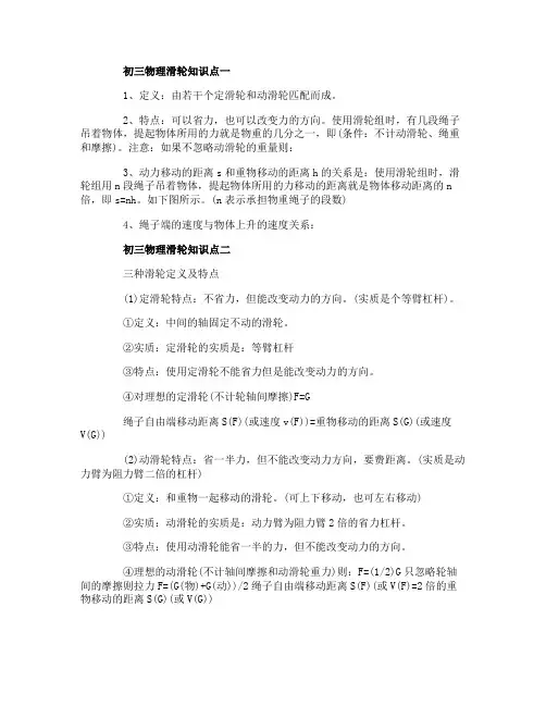 初三物理滑轮知识点