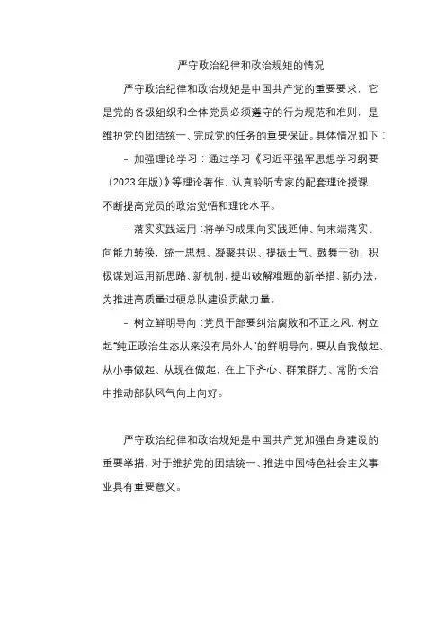 严守政治纪律和政治规矩的情况